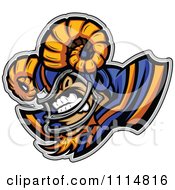 Poster, Art Print Of Competitive Ram Football Player Mascot With Shoulder Pads