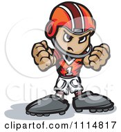 Clipart Tough Football Kid Holding Up Fists Royalty Free Vector Illustration
