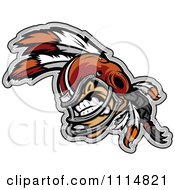 Clipart Competitive Native American Brave Football Player Mascot Royalty Free Vector Illustration by Chromaco