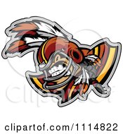 Competitive Native American Brave Football Player Mascot With Shoulder Pads
