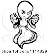 Clipart Tough Ghost Holding Up Fists Royalty Free Vector Illustration