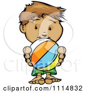 Poster, Art Print Of Cute Beach Boy Holding A Ball