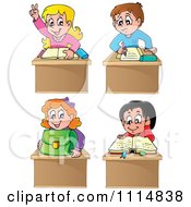 Clipart School Children At Their Desks Royalty Free Vector Illustration