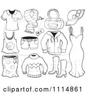 Clipart Outlined Accessories And Clothes 2 Royalty Free Vector Illustration by visekart