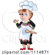 Poster, Art Print Of Female Chef Presenting And Holding A Spoon