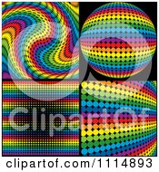 Poster, Art Print Of Rainbow Colored Disco Ball And Backgrounds On Black
