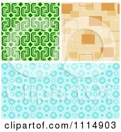 Poster, Art Print Of Seamless Green Tan And Blue Background Patterns