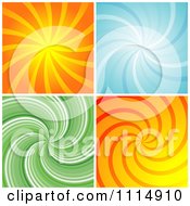 Poster, Art Print Of Retro Orange Blue And Green Swirl Backgrounds