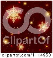 Poster, Art Print Of Red Christmas Background With Golden Snowflakes
