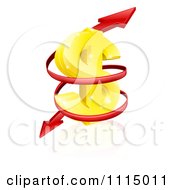 Poster, Art Print Of 3d Gold Usd Dollar Symbol With A Spiraling Red Arrow