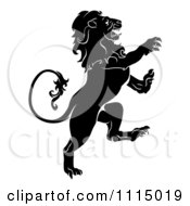 Clipart Black And White Attacking Heraldic Lion Royalty Free Vector Illustration