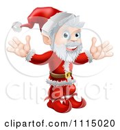 Poster, Art Print Of Cheerful Santa Holding Both Hands Up