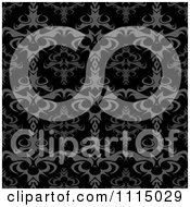 Seamless Gray And Black Bothic Baroque Damask Background Pattern