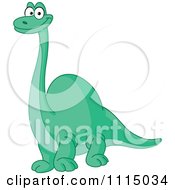 Poster, Art Print Of Cute Green Brontosaurus Dinosaur Smiling