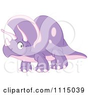 Poster, Art Print Of Cute Purple Triceratops Smiling