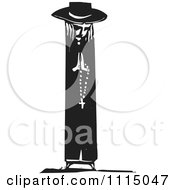 Clipart Priest Holding Prayer Beads Black And White Woodcut Royalty Free Vector Illustration
