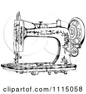 Poster, Art Print Of Vintage Black And White Antique Sewing Machine 1
