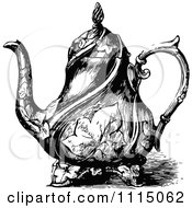Poster, Art Print Of Vintage Black And White Ornate Tea Pot 3