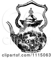 Poster, Art Print Of Vintage Black And White Ornate Tea Pot 1