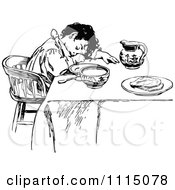 Clipart Vintage Black And White Girl Sleeping At The Table Royalty Free Vector Illustration