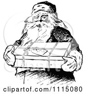 Poster, Art Print Of Vintage Black And White Santa Carrying A Gift