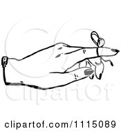 Clipart Vintage Black And White Reminder Ribbon On A Finger Royalty Free Vector Illustration
