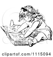 Poster, Art Print Of Vintage Black And White Girl Reading A Book 1