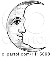 Poster, Art Print Of Vintage Black And White Crescent Moon Face