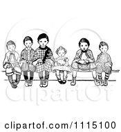 Poster, Art Print Of Vintage Black And White Children Sitting