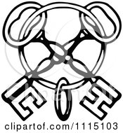 Clipart Vintage Black And White Crossed Skeleton Keys On A Ring Royalty Free Vector Illustration