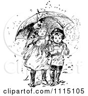 Clipart Vintage Black And White Girl And Boy Sharing An Umbrella Royalty Free Vector Illustration by Prawny Vintage
