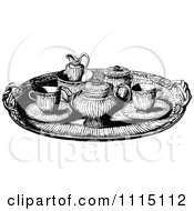 Poster, Art Print Of Vintage Black And White Tea Service Tray