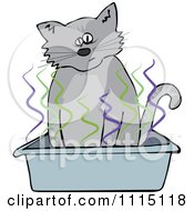 Cat Using A Stinky Kitty Litter Box