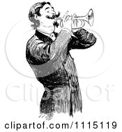 Poster, Art Print Of Vintage Black And White Man Playing A Trumpet