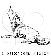 Clipart Vintage Black And White Dog Howling Royalty Free Vector Illustration
