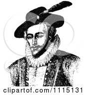 Poster, Art Print Of Vintage Black And White Portrait Of Sir Walter Raleigh