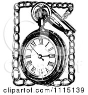 Vintage Black And White Pocket Watch And Chain