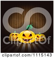 Clipart Halloween Background Of Jackolanterns Over Brown Stripes Royalty Free Vector Illustration
