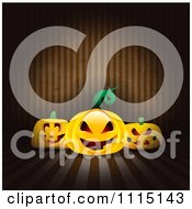 Poster, Art Print Of Halloween Background Of Jackolanterns Over Brown Stripes