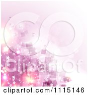 Clipart Background Of Pink Squares Flares And Stars Royalty Free Vector Illustration