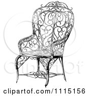 Clipart Vintage Black And White Ornate Chair 5 Royalty Free Vector Illustration