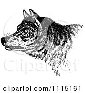 Clipart Vintage Black And White Growling Wolf Royalty Free Vector Illustration