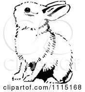 Clipart Vintage Black And White Bunny Royalty Free Vector Illustration