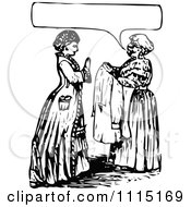 Clipart Vintage Black And White Servant And Mistress Talking Royalty Free Vector Illustration