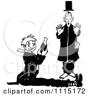 Clipart Vintage Black And White Silly Drunk Men Royalty Free Vector Illustration