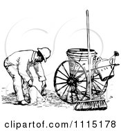 Clipart Vintage Black And White Road Sweeper Man Royalty Free Vector Illustration by Prawny Vintage