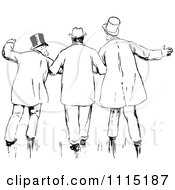 Clipart Vintage Black And White Men Walking Arm In Arm Royalty Free Vector Illustration