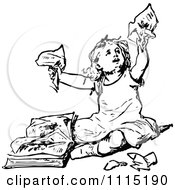 Poster, Art Print Of Vintage Black And White Girl Tearing Up A Book