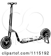Clipart Vintage Black And White Scooter Royalty Free Vector Illustration