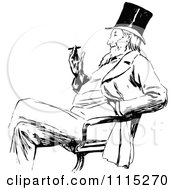 Clipart Vintage Black And White Man Smoking In A Chair Royalty Free Vector Illustration